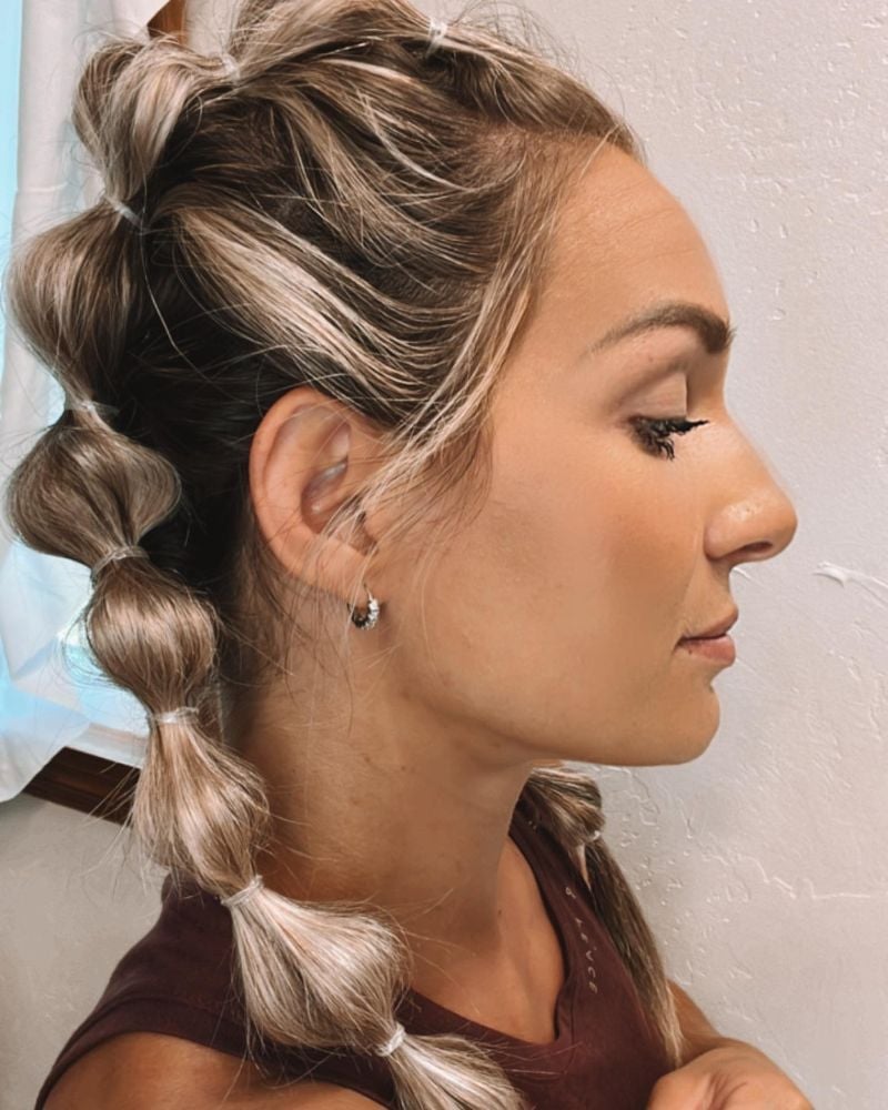 Shoulder Length Bubble Braid Blonde — Sports Hair
