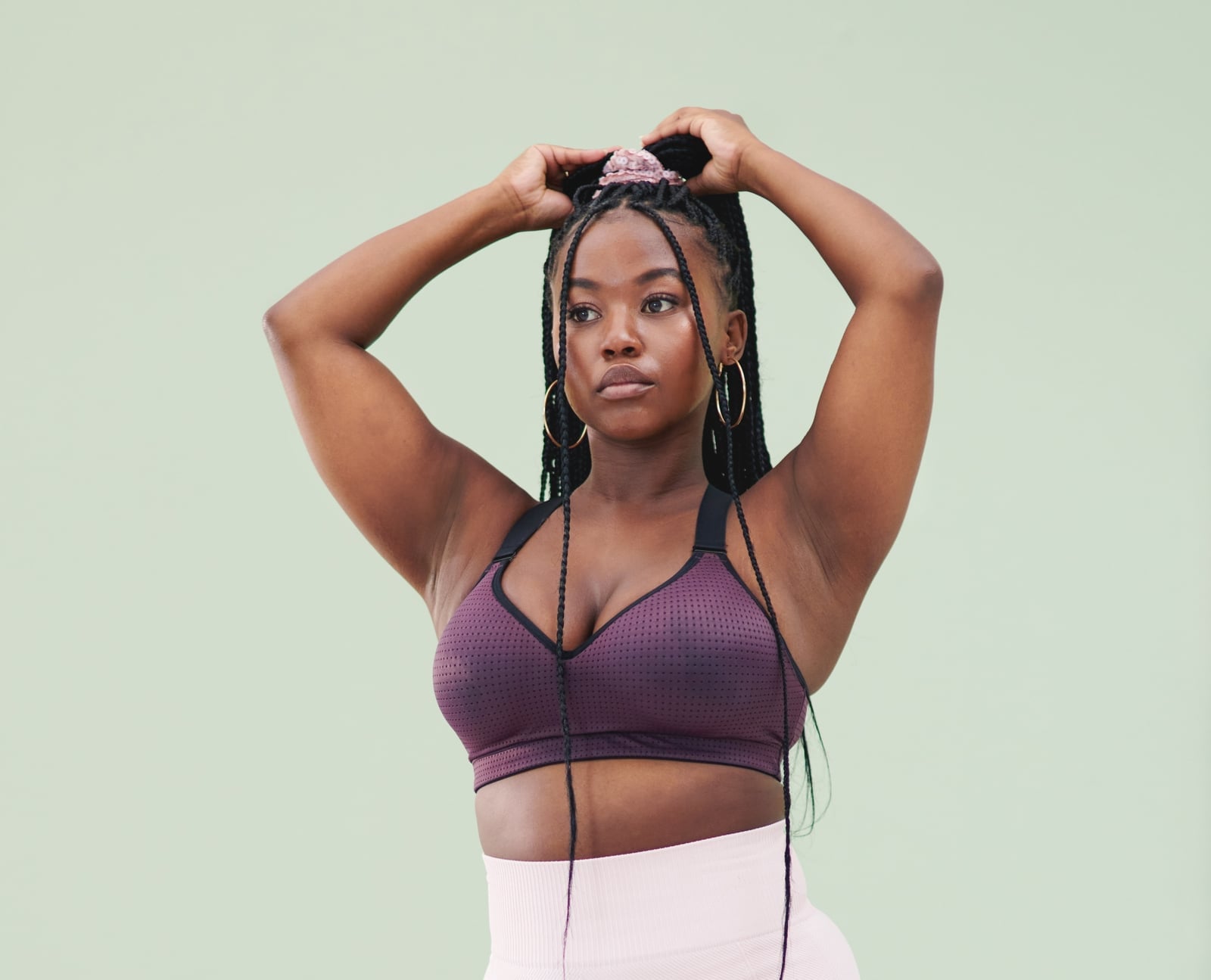 Mid-Back Coily Black Braids — Sports Hair
