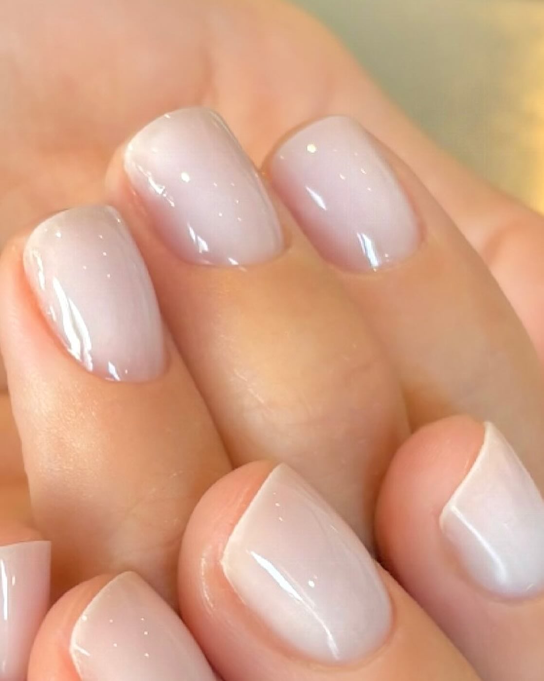Sheer Milky Nude Short Squoval Sheer Milky Nude Short Squoval — Squoval Nails