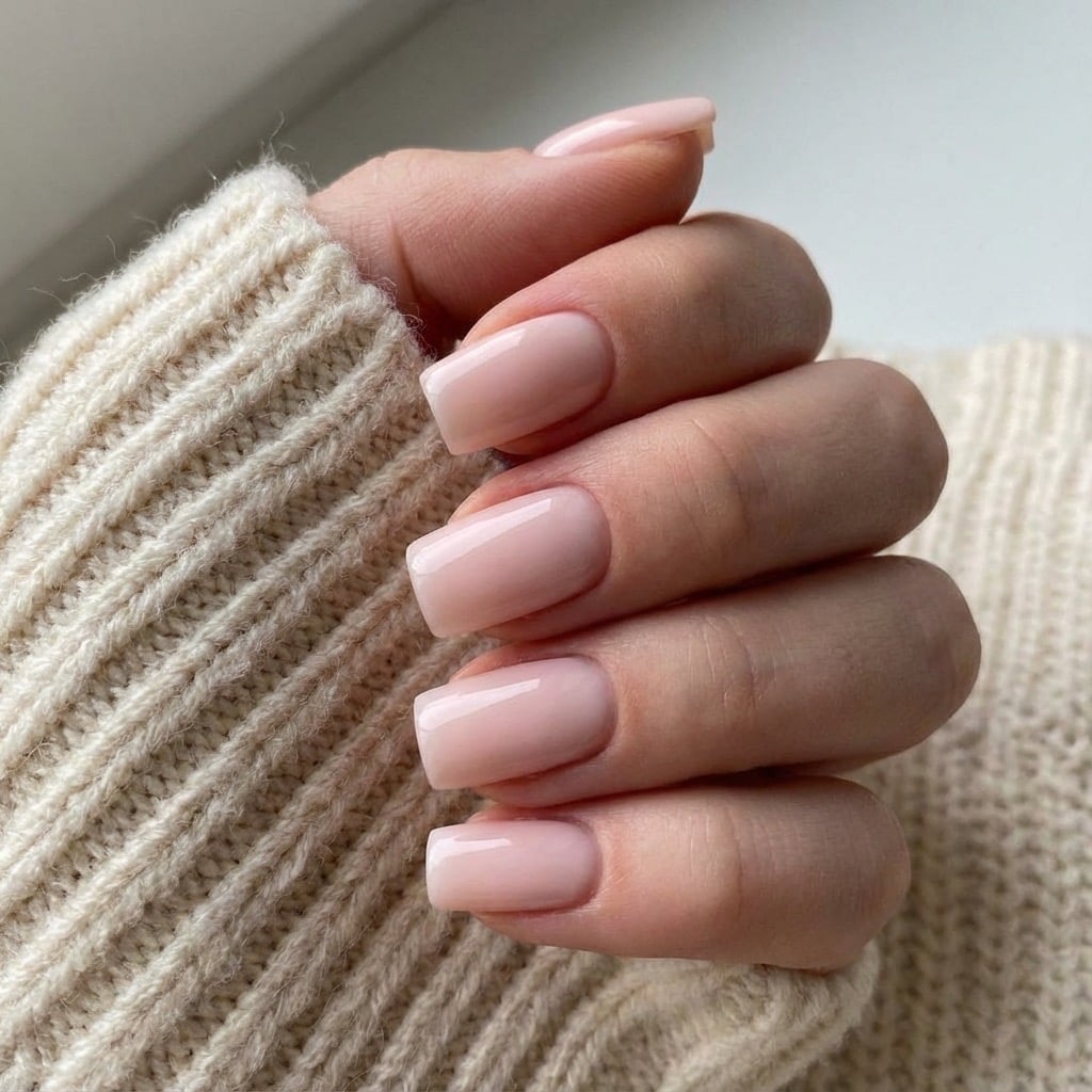 Glossy Sheer Milky Pink Medium Squoval, средние Glossy Sheer Milky Pink Medium Squoval, средние — Squoval Nails