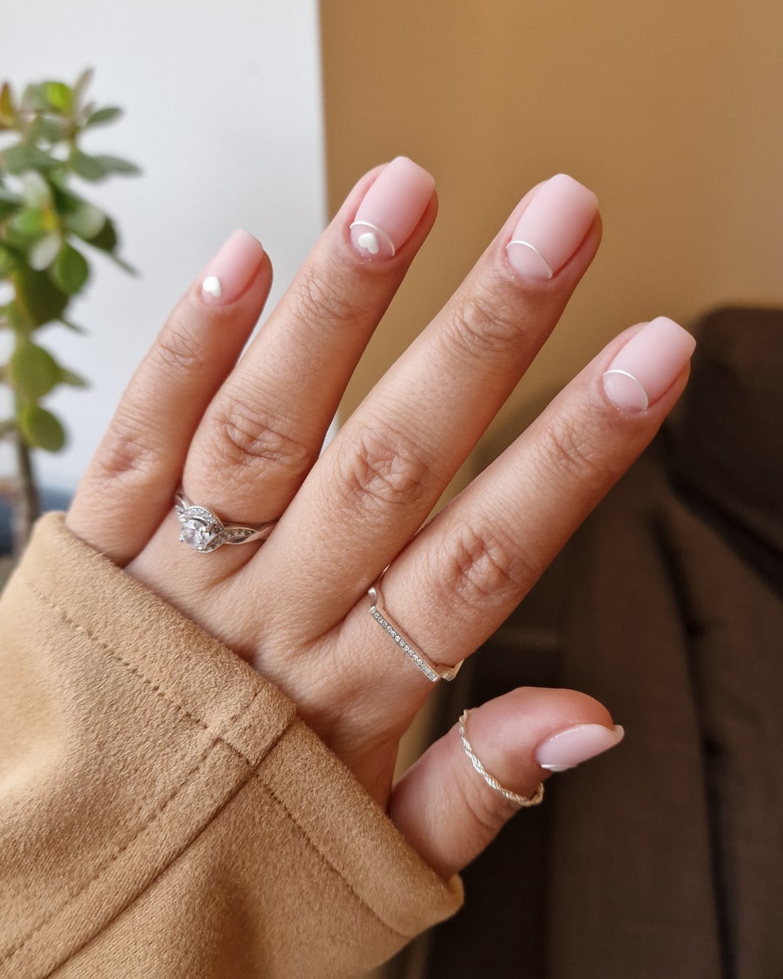 Dark Brown and Nude Short Squoval with Glitter Dark Brown and Nude Short Squoval with Glitter — Squoval Nails