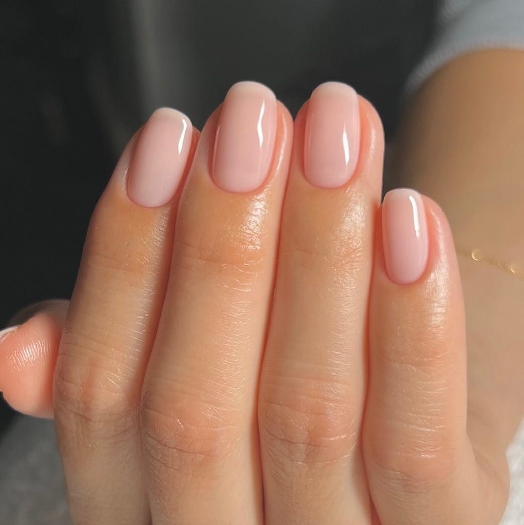 Classic French Medium Squoval Nails Classic French Medium Squoval Nails
