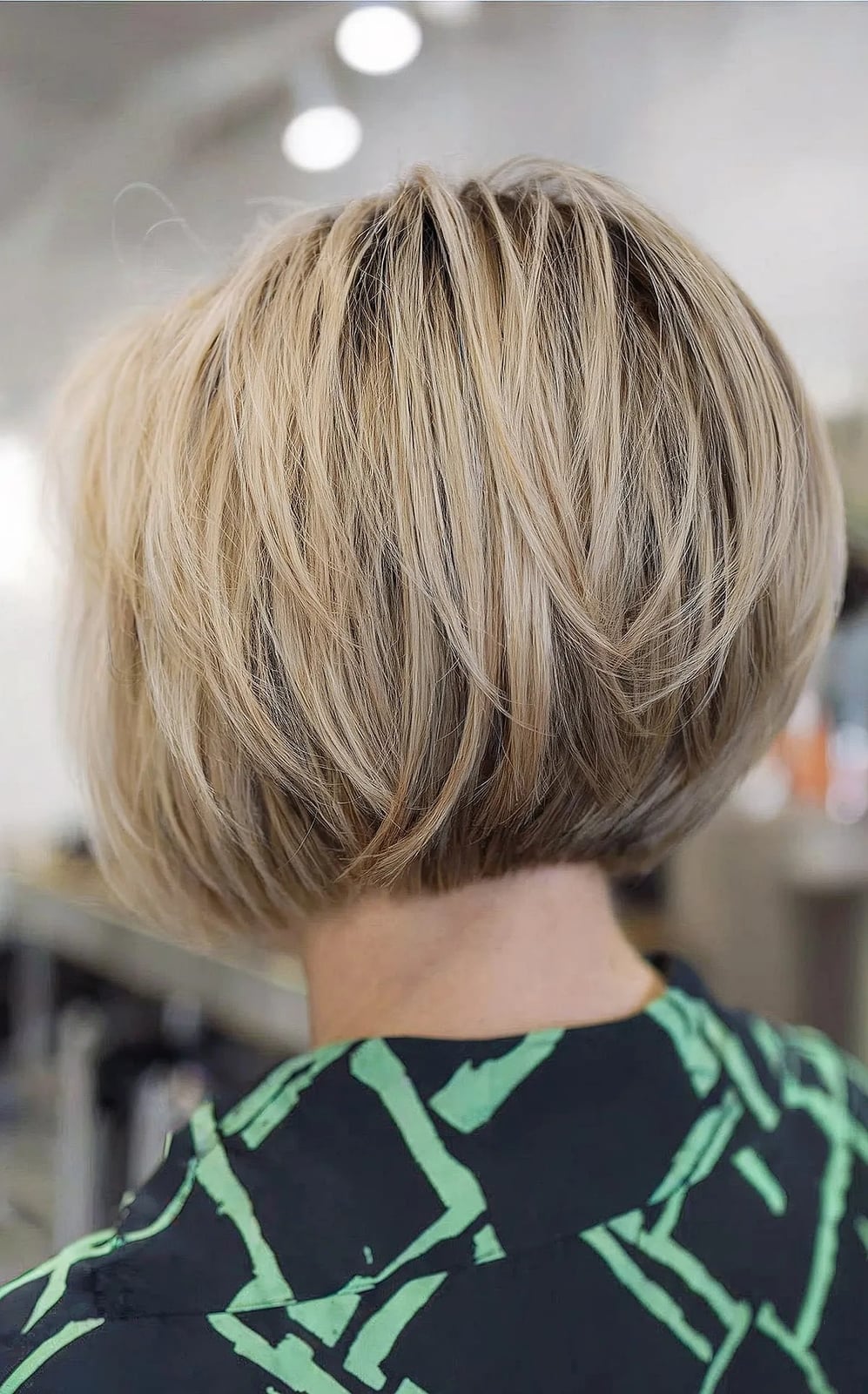 Ear Length Ash Blonde Stacked Bob Ear Length Ash Blonde Stacked Bob