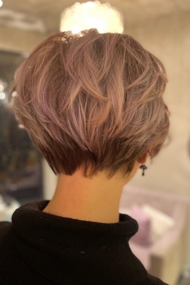 Ear Length Ash Blonde Stacked Bob With Wavy Layers Ear Length Ash Blonde Stacked Bob With Wavy Layers