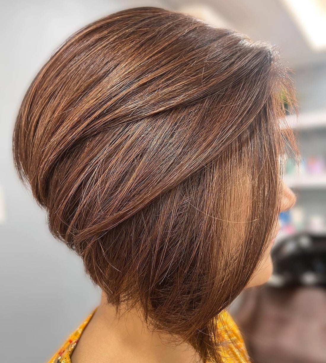 Dark Brown Stacked Bob With Rounded Silhouette Dark Brown Stacked Bob With Rounded Silhouette