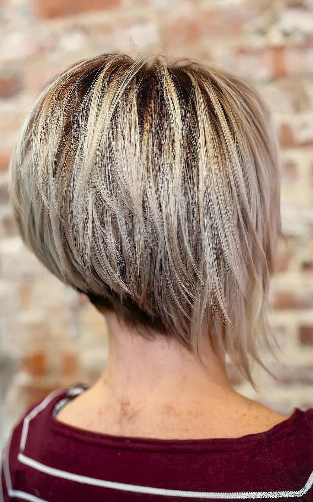 Back View Blonde Stacked Bob Volume Back View Blonde Stacked Bob Volume