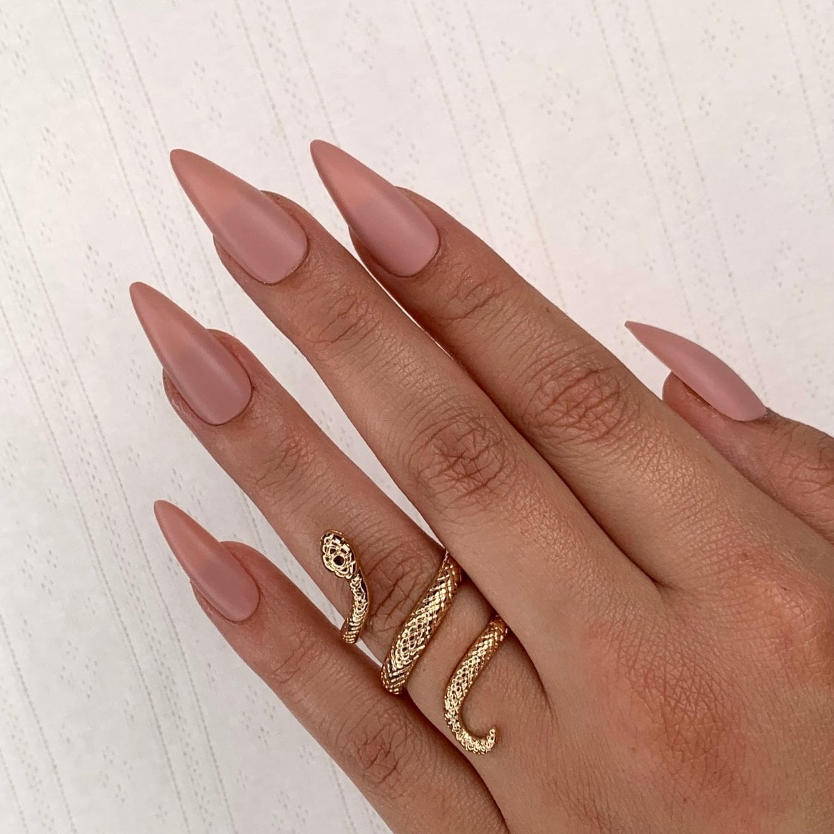 Matte Nude Long Stiletto Nails