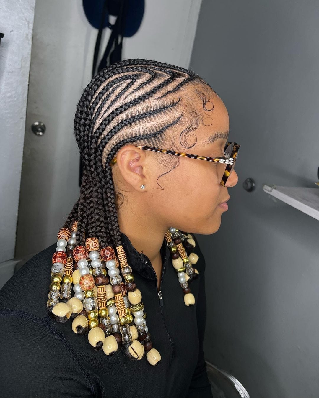 Thin Stitch Braids With Beads and Wavy Texture, Mid-Back — Stitch Braids Hairstyles