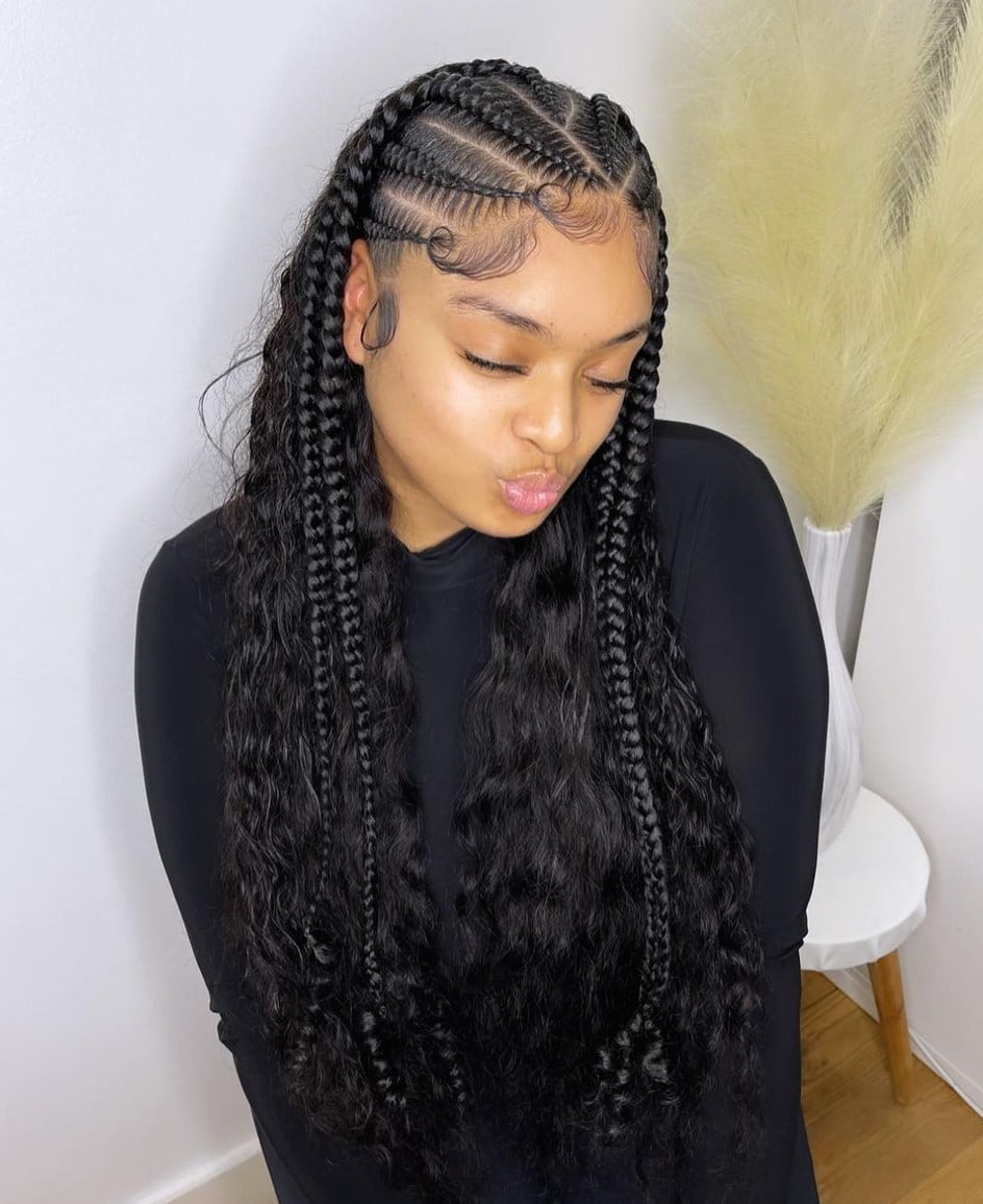 Wavy Stitch Braids With Intricate Bead Embellishments — Stitch Braids Hairstyles