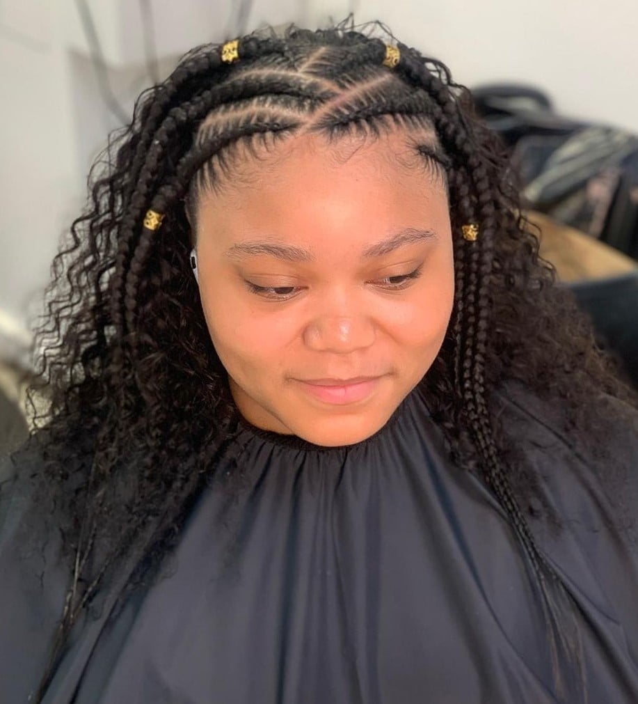 Brown Base Stitch Braids With Blonde Highlights — Stitch Braids Hairstyles