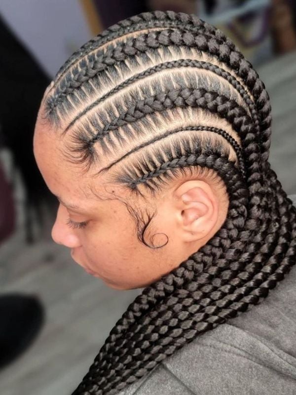Wavy Extensions With Geometric Stitch Pattern — Stitch Braids Hairstyles