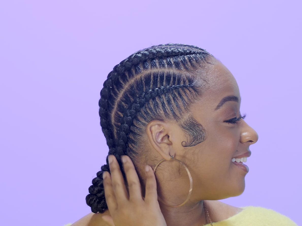 Mid-Back Stitch Braids With Geometric Design — Stitch Braids Hairstyles