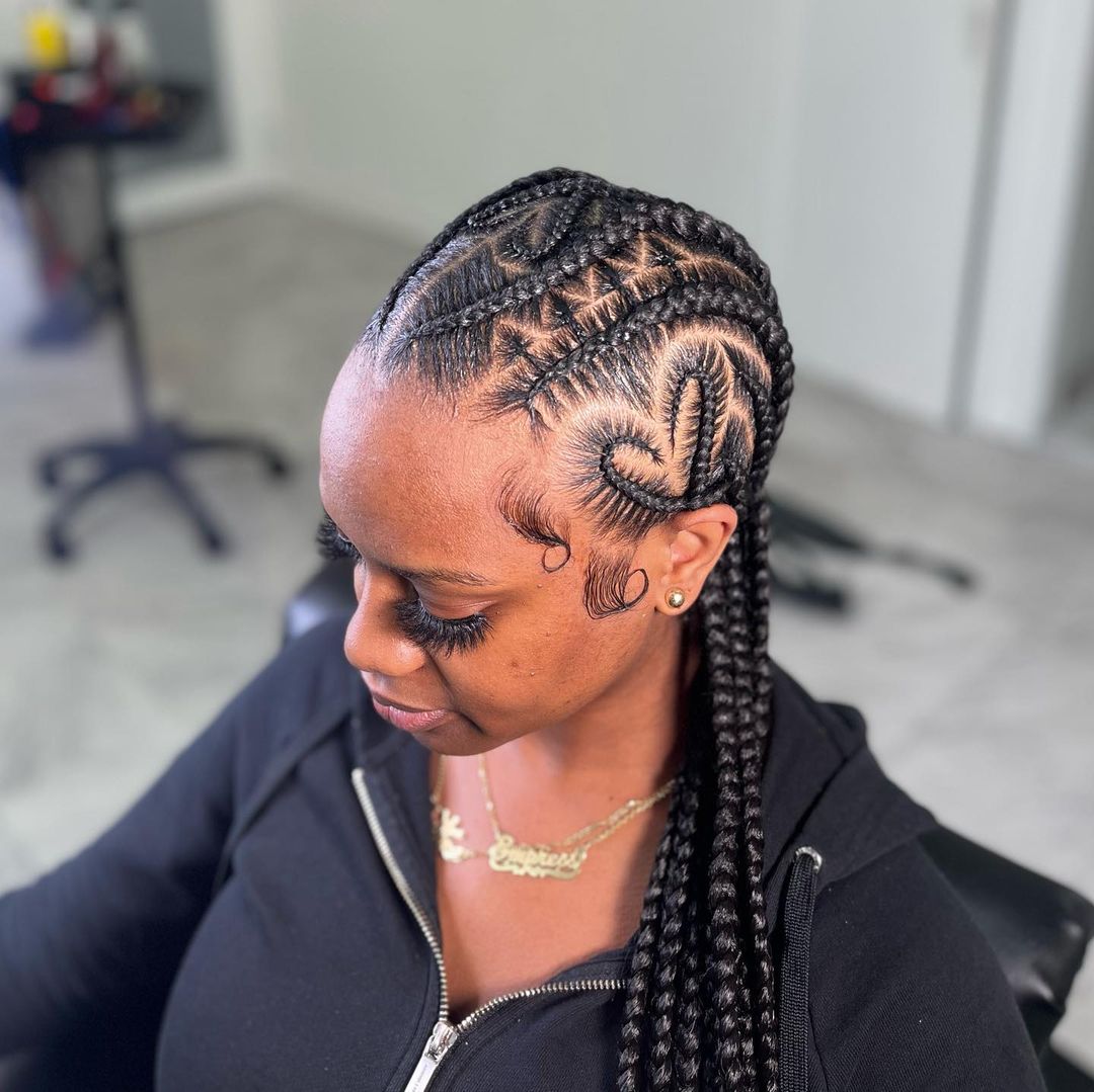 Wavy Stitch Braids With Heart Pattern — Stitch Braids Hairstyles