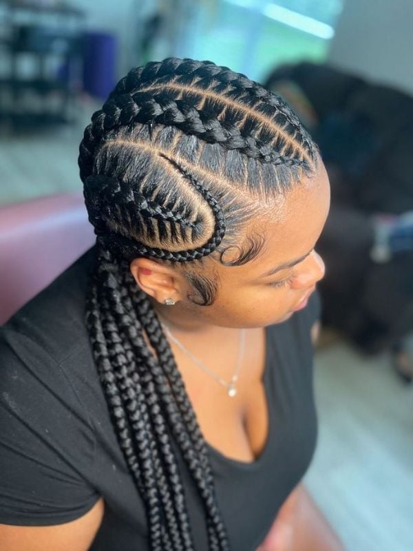 Straight Stitch Braids With Heart Design — Stitch Braids Hairstyles