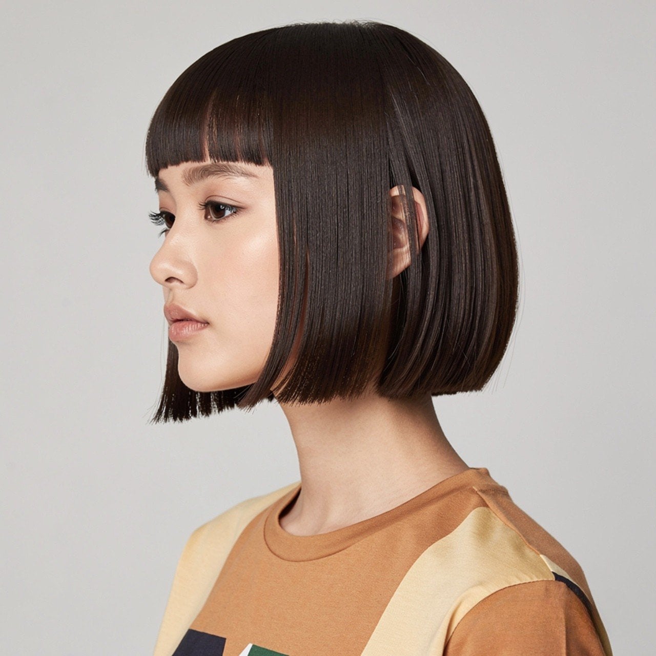 Ear Length Bob With Blunt Bangs — Straight Hair Haircuts