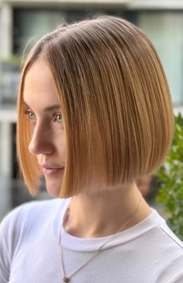 Blonde Ear Length Bob Air Dried — Straight Hair Haircuts