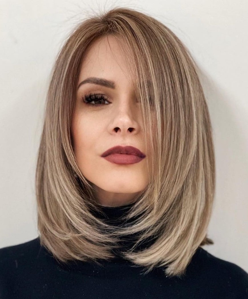 Chin Length Layered Bob Ash Blonde — Straight Hair Haircuts