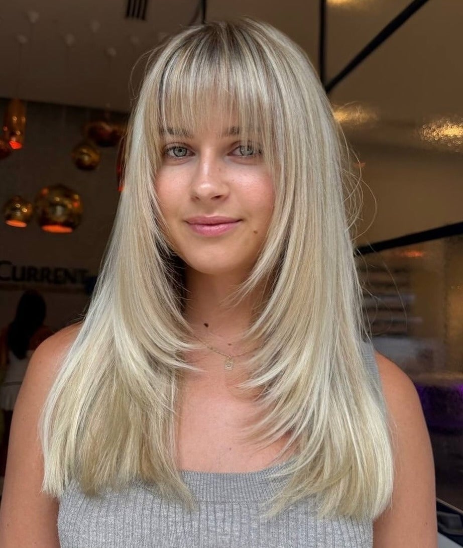 Mid-Back Hair With Curtain Bangs — Straight Hair Haircuts