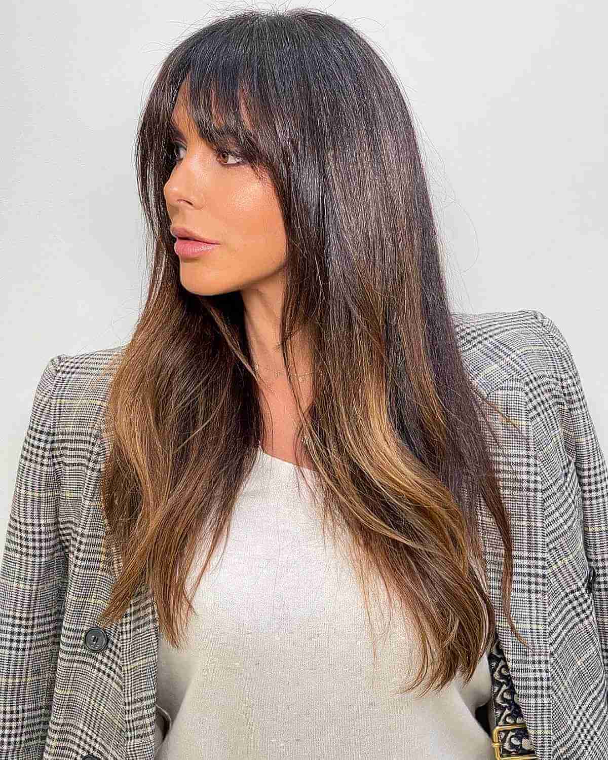 Mid-Back Layers With Subtle Highlights — Straight Hair Haircuts
