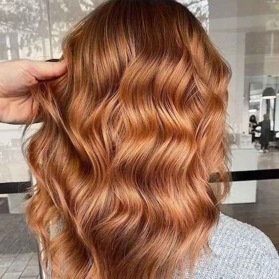 Collarbone Strawberry Blonde With Balayage Back View