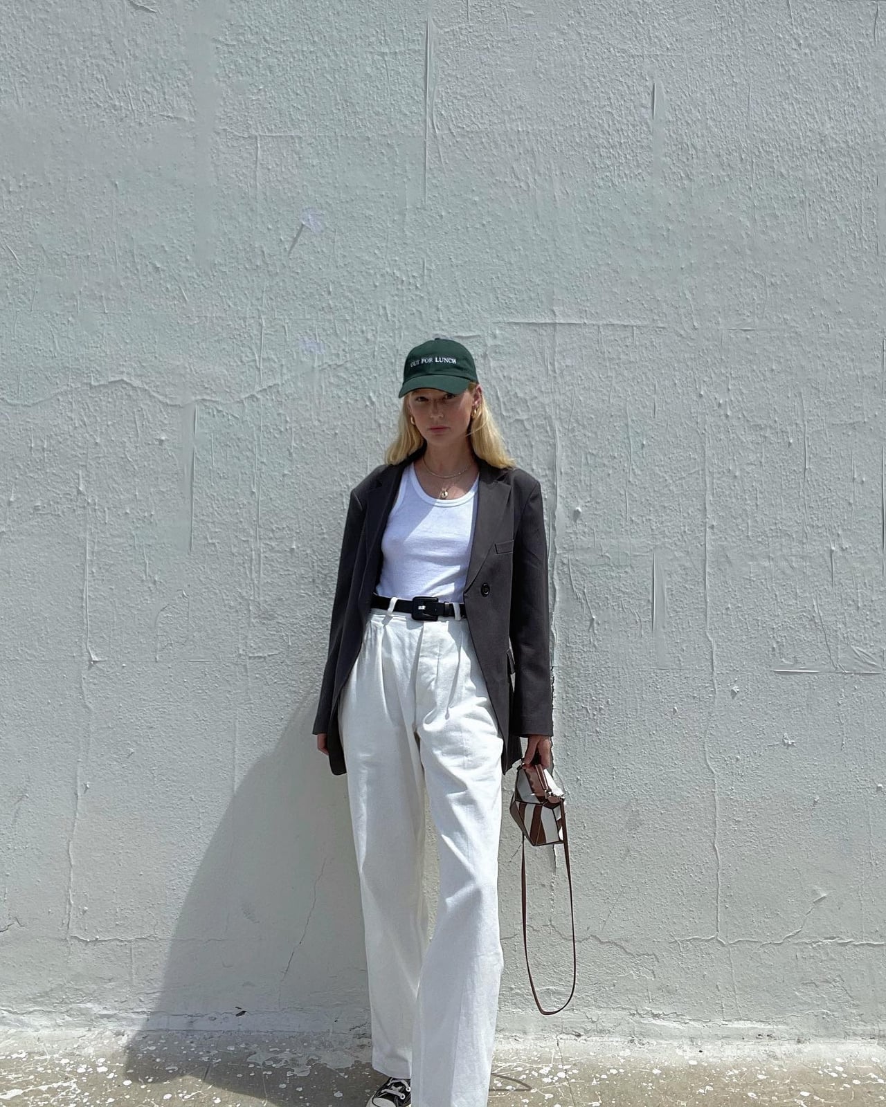 Oversized Blazer with Wide-Leg Trousers and Cap — Streetwear Outfits