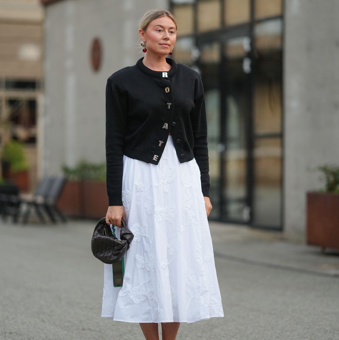 White Lace Midi Dress with Black Cardigan — Styling Dress