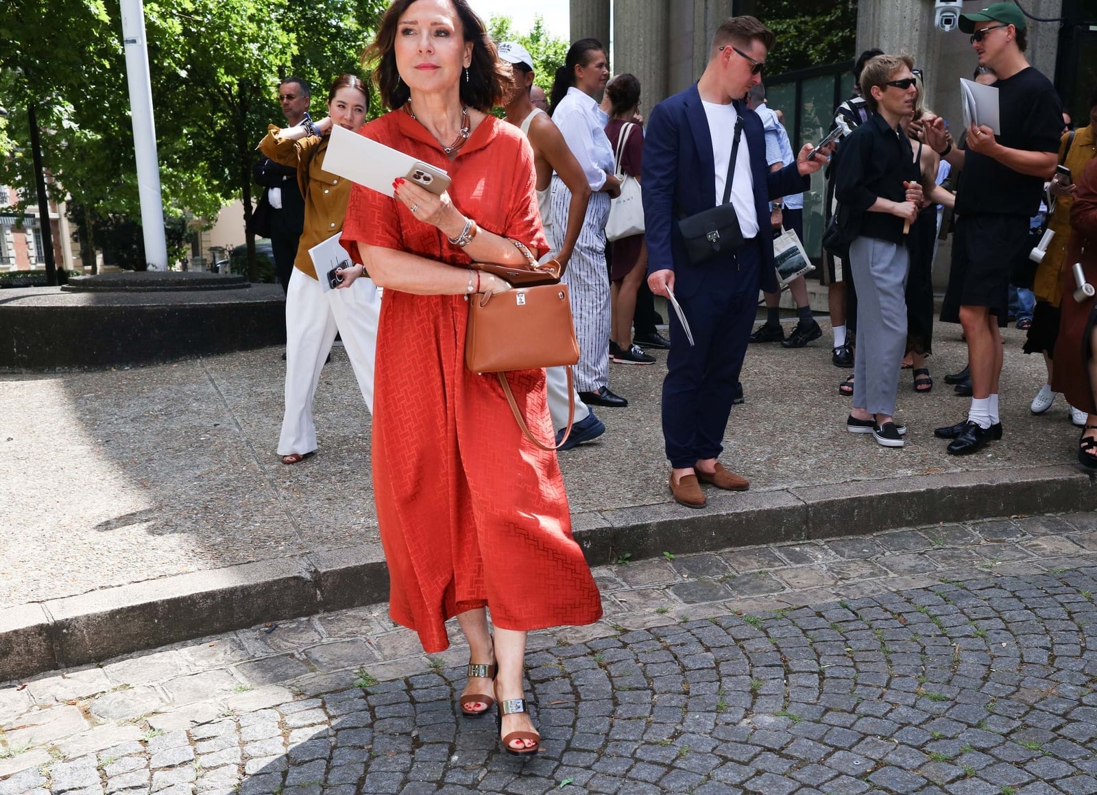 Burnt Orange Textured Wrap Midi Dress — Styling Dress