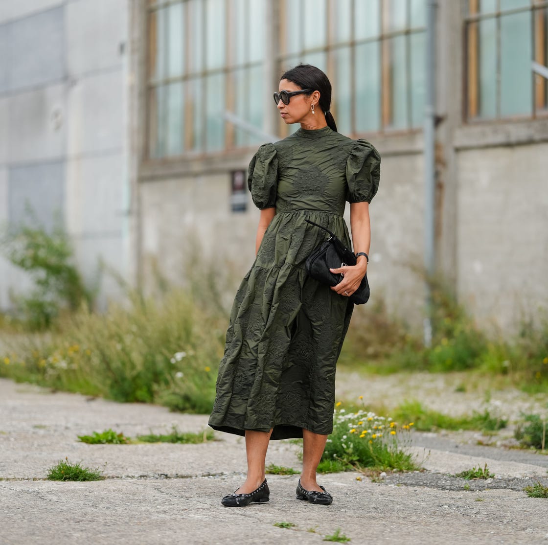 Olive Green Fit-And-Flare Midi Dress — Styling Dress