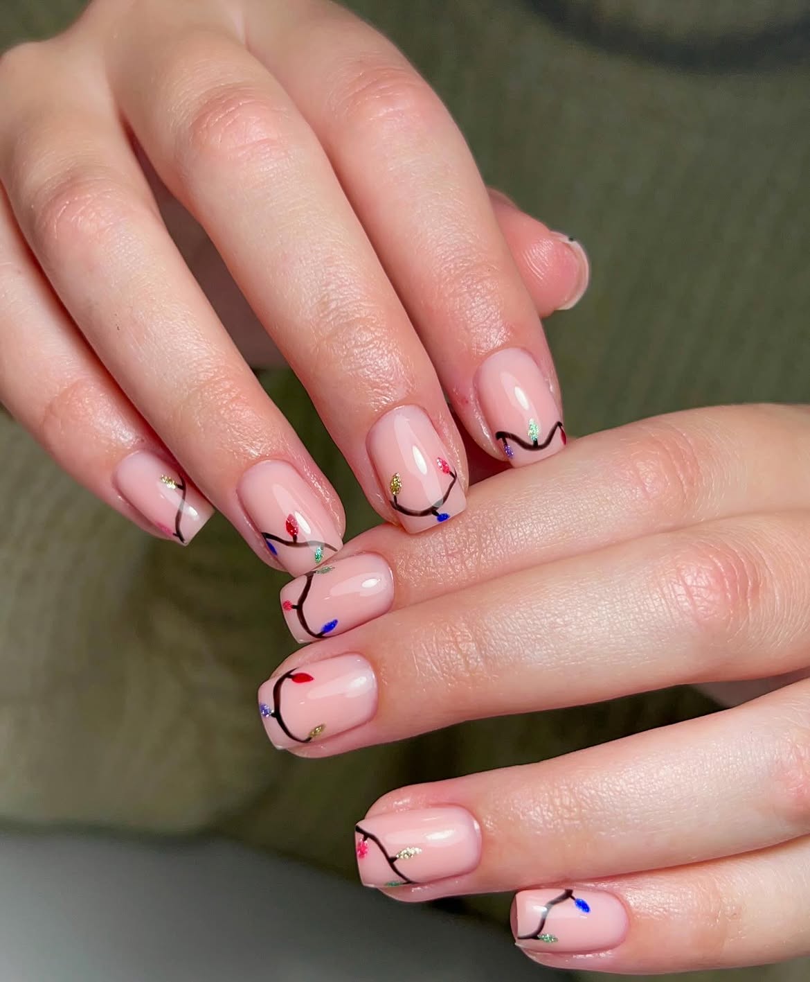 Subtle Christmas Light French Tip Nails