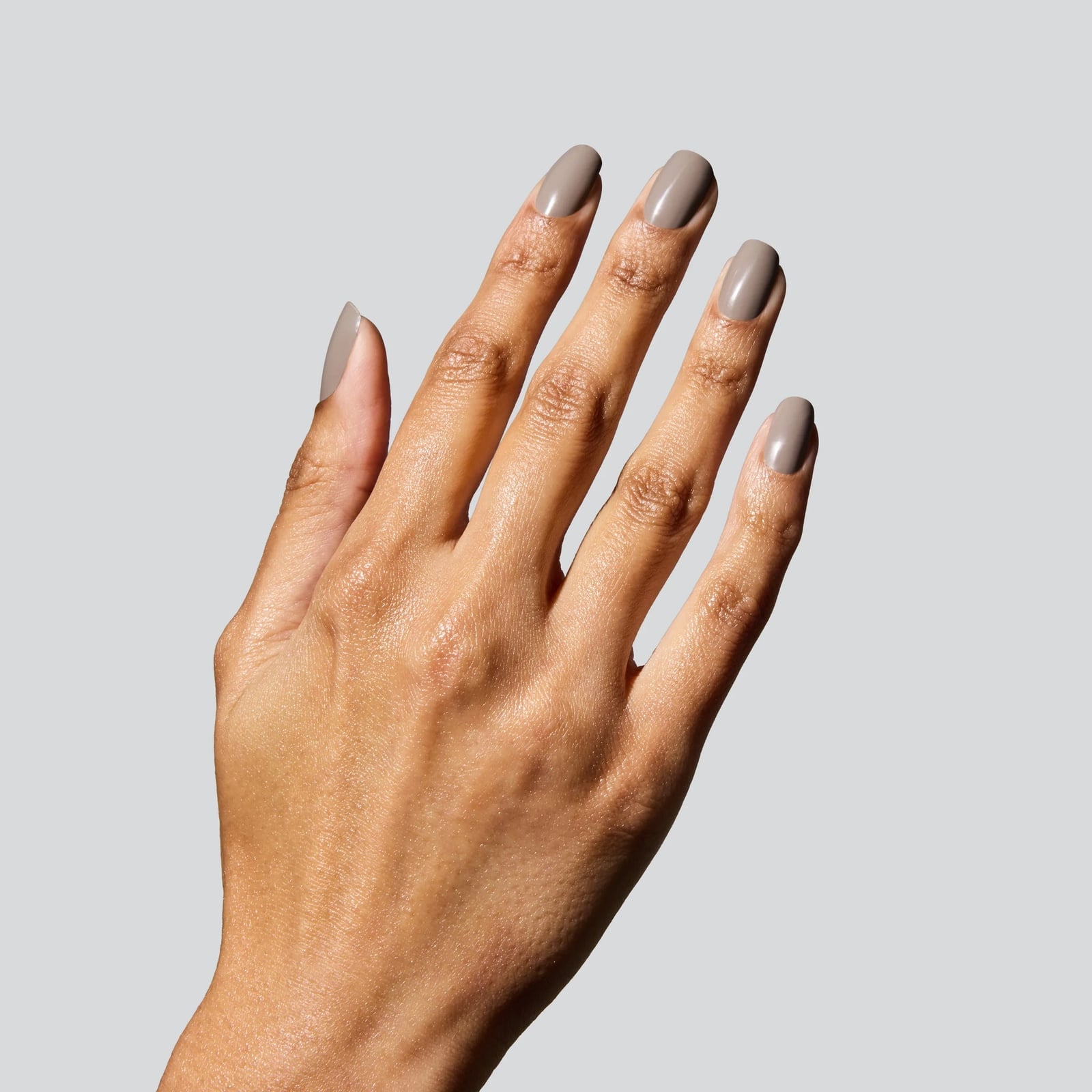 Glossy Opaque Taupe Almond Nails — Taupe Nails