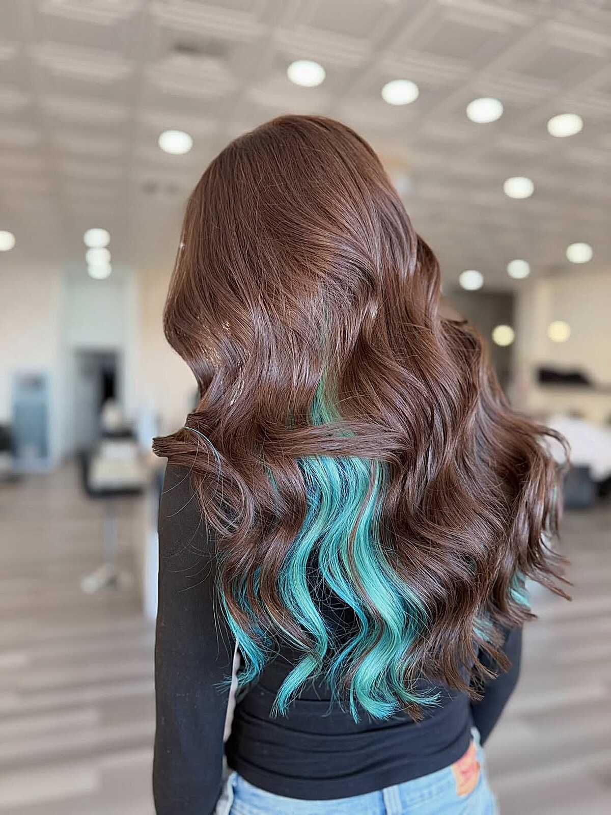 Dark Brown Mid-Back With Front Teal Accents — Teal Highlights