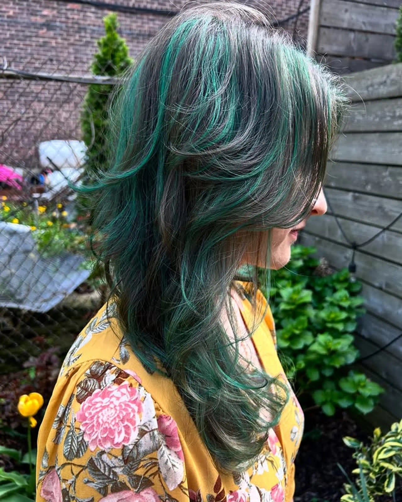 Collarbone Layers With Muted Teal Gray — Teal Highlights