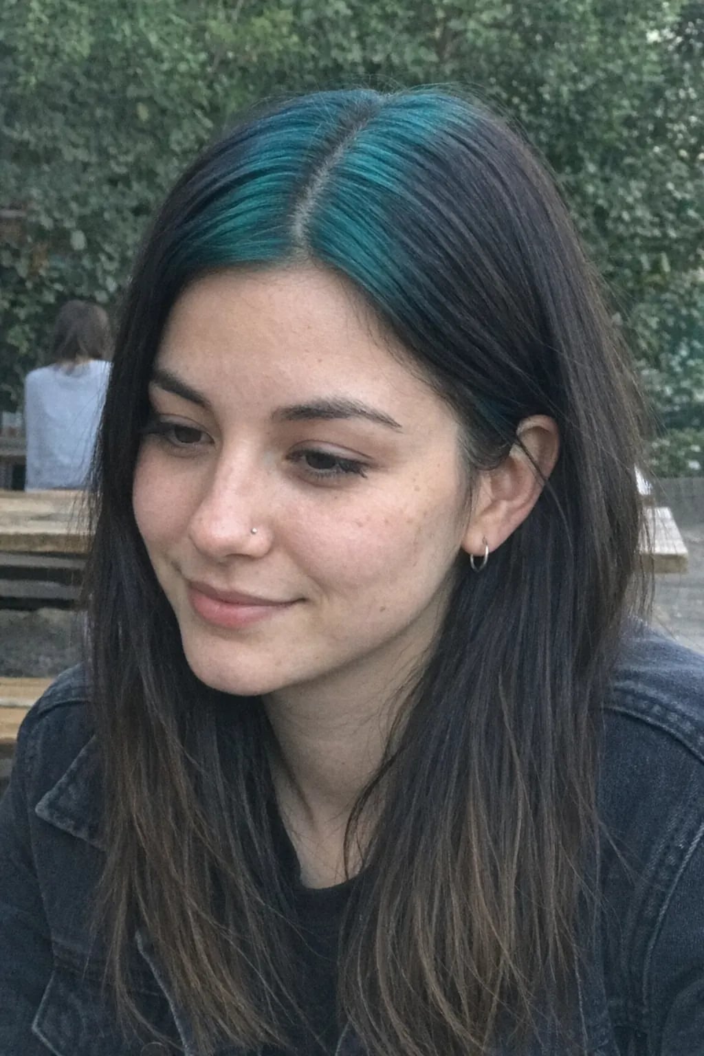 Collarbone Shag With Teal Root Smudge — Teal Highlights
