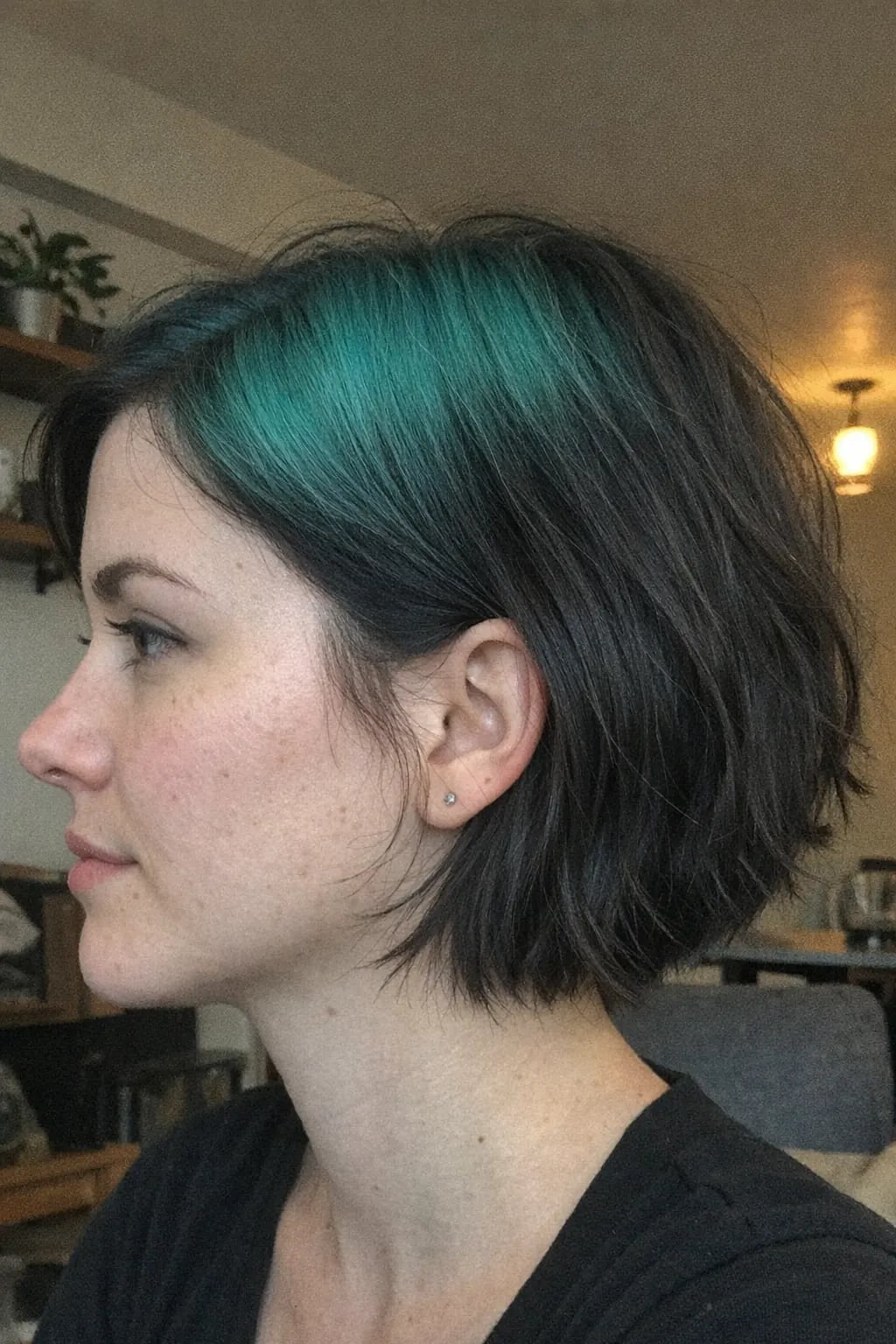 Collarbone Shag With Teal Ghost Roots — Teal Highlights