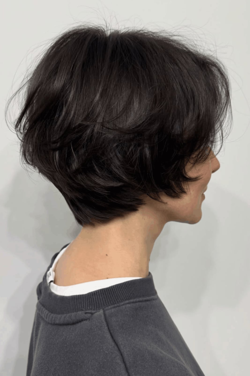 Ear Length Stacked Bob With Layers Ear Length Stacked Bob With Layers — Textured Bob