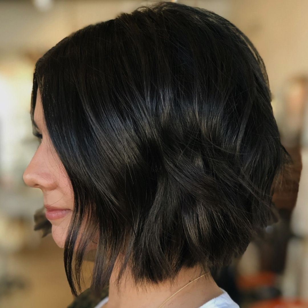 Chin Length Bob With Soft Waves Chin Length Bob With Soft Waves — Textured Bob