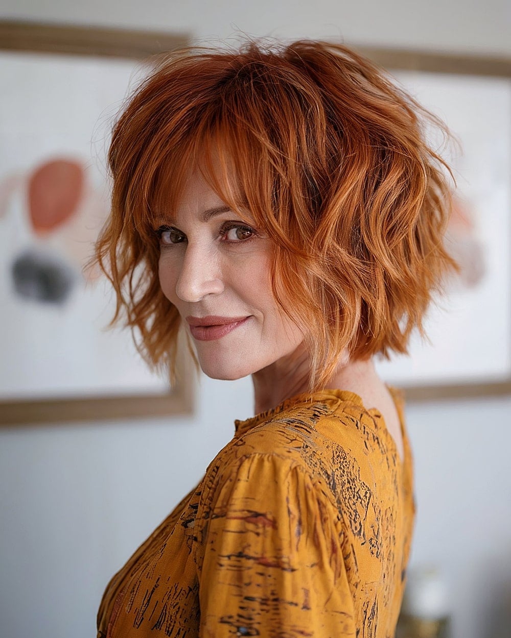 Short Shaggy Bob With Choppy Bangs Short Shaggy Bob With Choppy Bangs — Textured Bob
