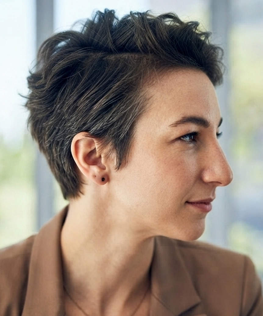 Side View Pixie With Textured Bangs — Textured Haircuts
