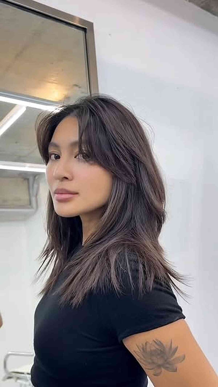 Dark Brown Lob With Choppy Ends — Textured Haircuts