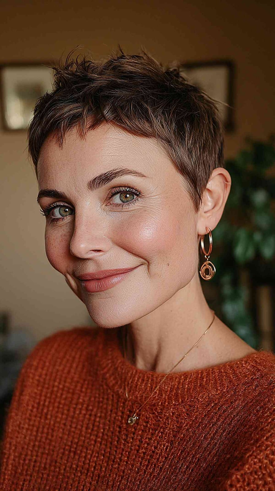 Short Piecey Dark Brown Pixie — Textured Pixie