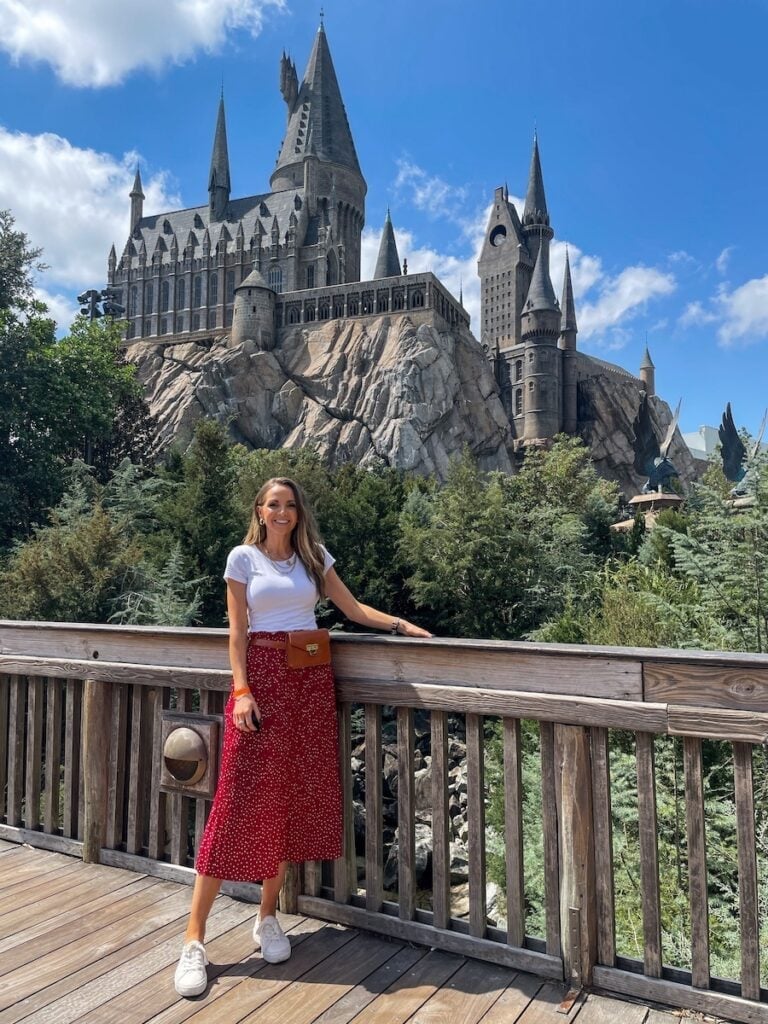 Polka Dot Midi Skirt with White Tee Polka Dot Midi Skirt with White Tee — Theme Park Outfits