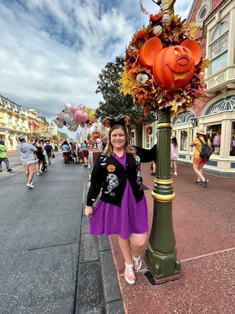 Purple Tiered Dress with Themed Cardigan Purple Tiered Dress with Themed Cardigan — Theme Park Outfits