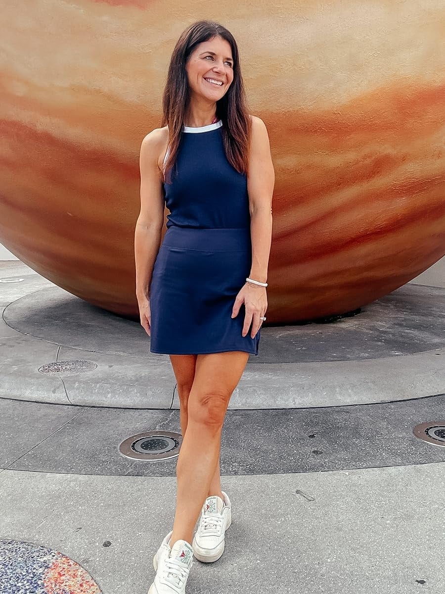 Navy Knit Set with Contrasting Neckline Navy Knit Set with Contrasting Neckline — Theme Park Outfits