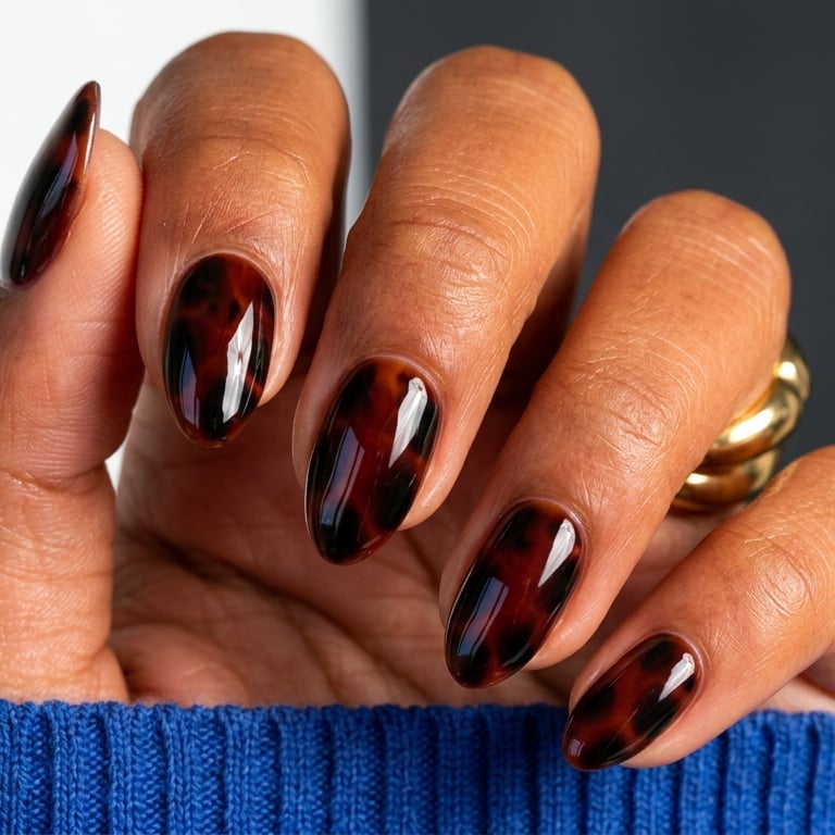 Rich Short Oval Tortoise Shell Nails Rich Short Oval Tortoise Shell Nails