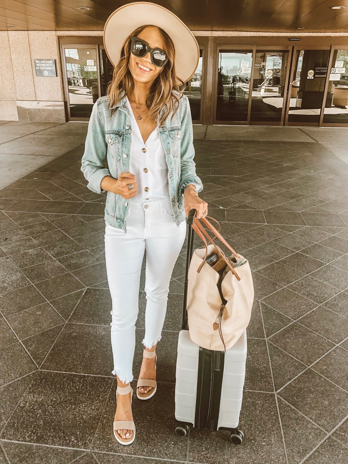 White Jumpsuit and Denim Jacket for Travel Style White Jumpsuit and Denim Jacket for Travel Style — Travel Outfits