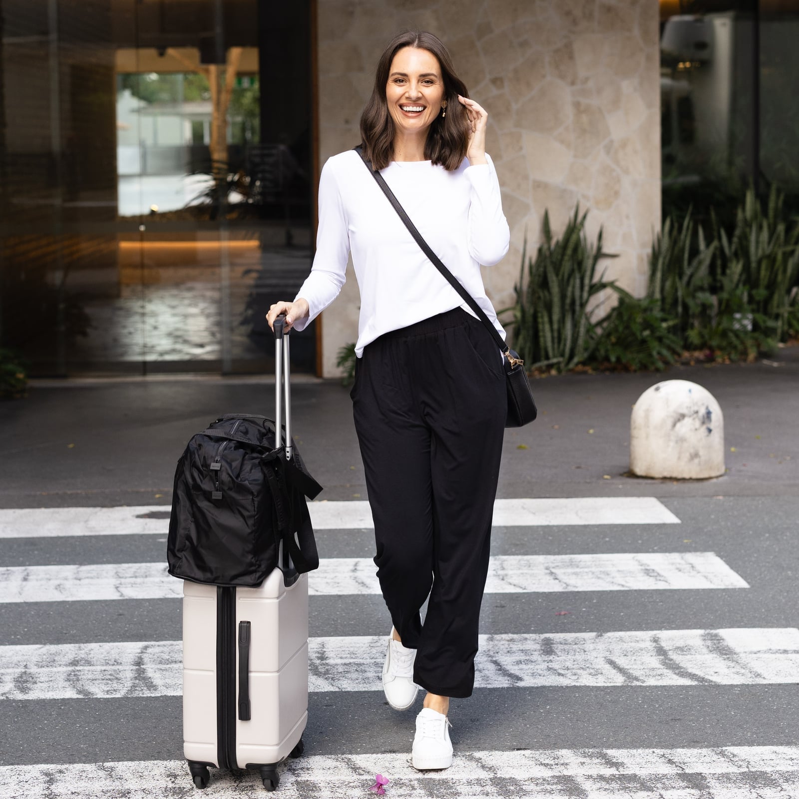 Wide-Leg Pants and Long-Sleeve Top for Travel Wide-Leg Pants and Long-Sleeve Top for Travel — Travel Outfits
