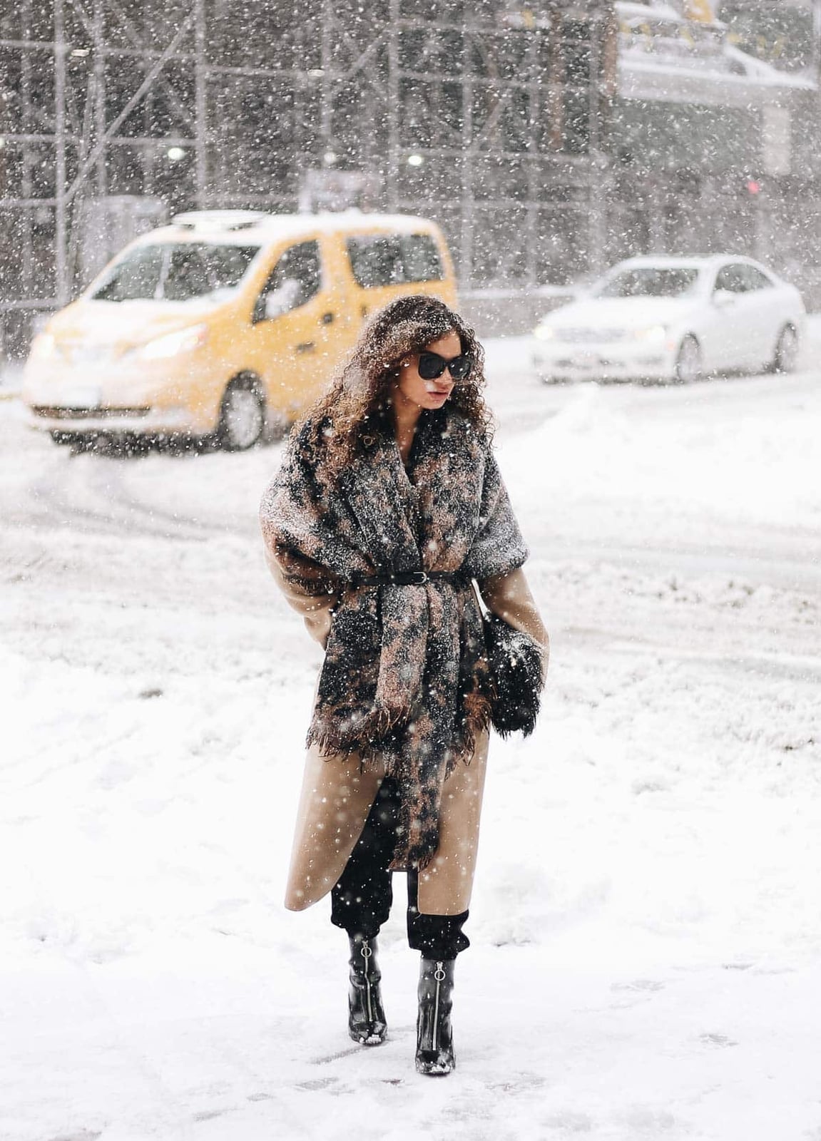 Faux Fur Coat and Wide-Leg Pants for Winter Travel Faux Fur Coat and Wide-Leg Pants for Winter Travel — Travel Outfits