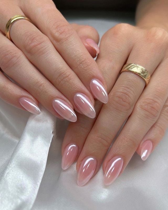 Long Milky Pink Almond Nails — Trending Nails
