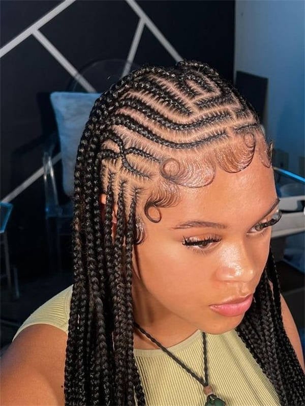Tribal Braids With Geometric Pattern and Baby Hairs Tribal Braids With Geometric Pattern and Baby Hairs — Tribal Braids Hairstyles