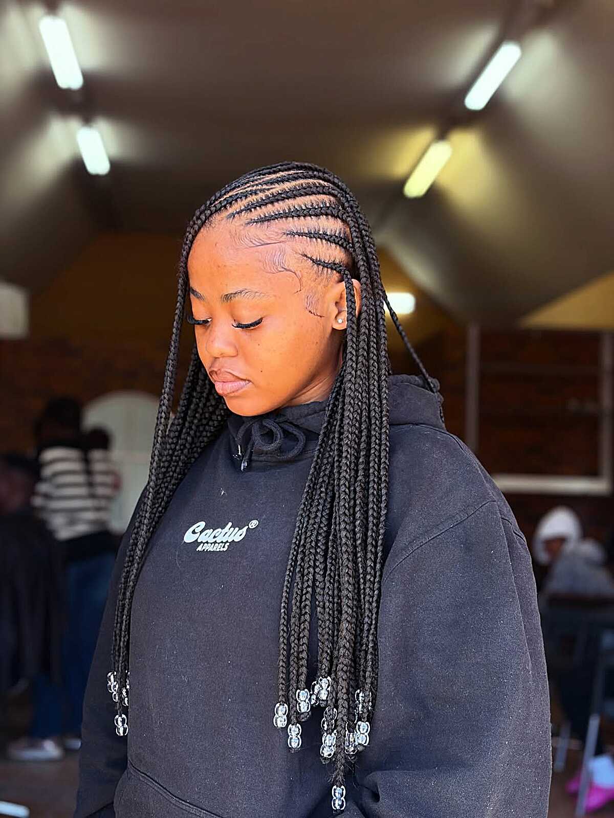 Side Part Cornrows With Beads Side Part Cornrows With Beads — Tribal Braids Hairstyles